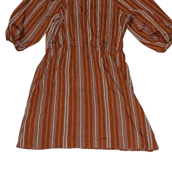 BROWN STRIPED DRESS WITH WAIST TIE - Picture 2 of 2
